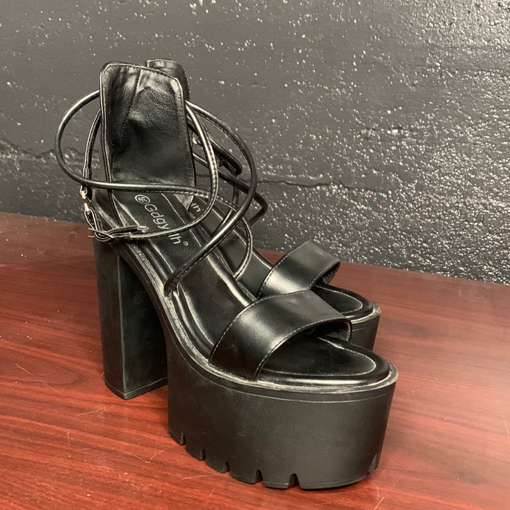 Chunky Strappy Platform Heels